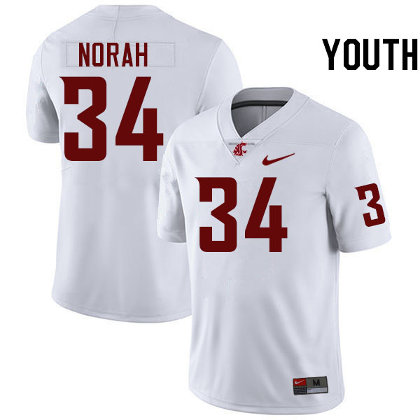 Youth #34 Cole Norah Washington State Cougars College Football Jerseys Stitched-White